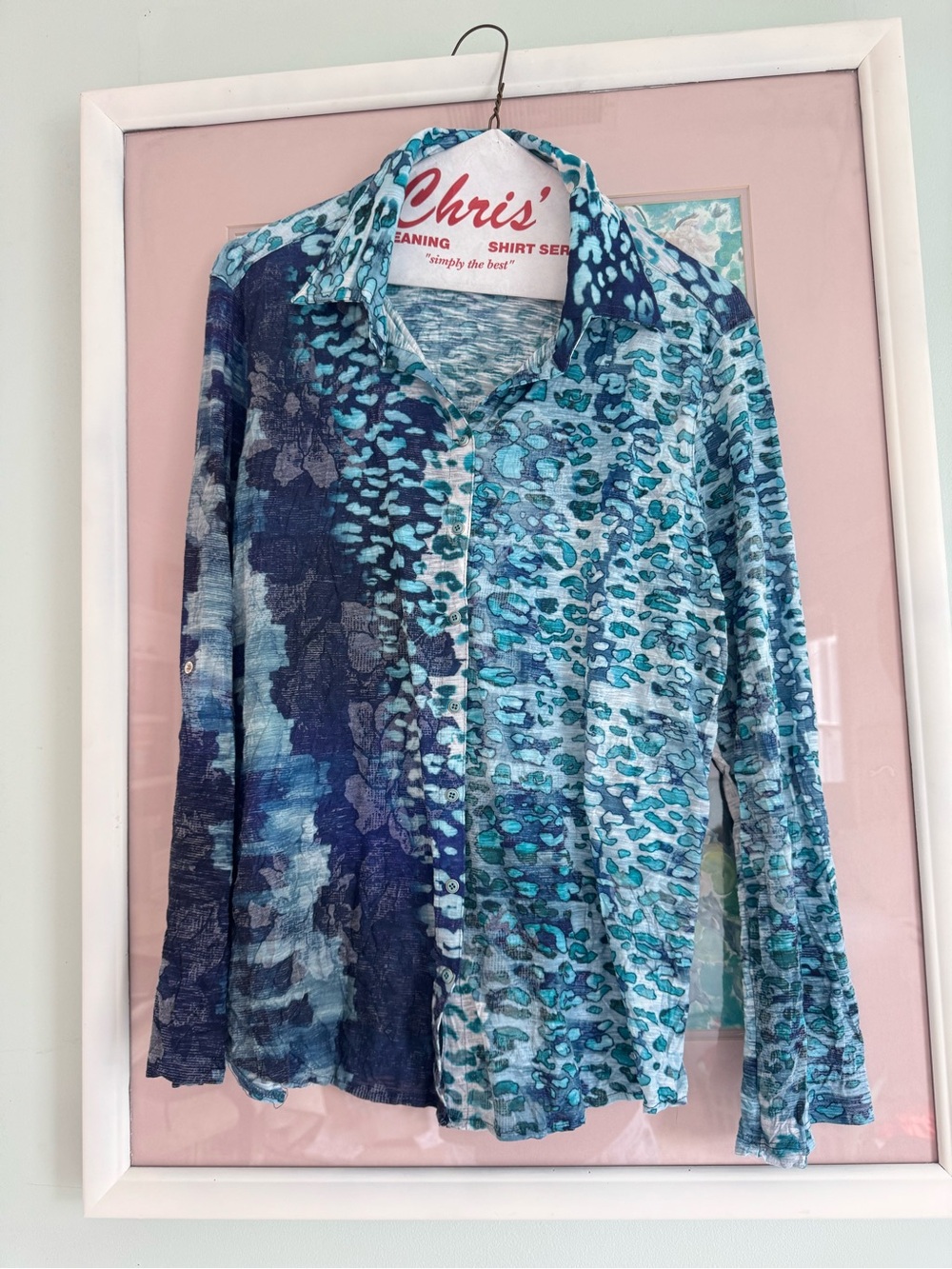 David Cline Blue & Teal Mixed-Print Button-Down Shirt